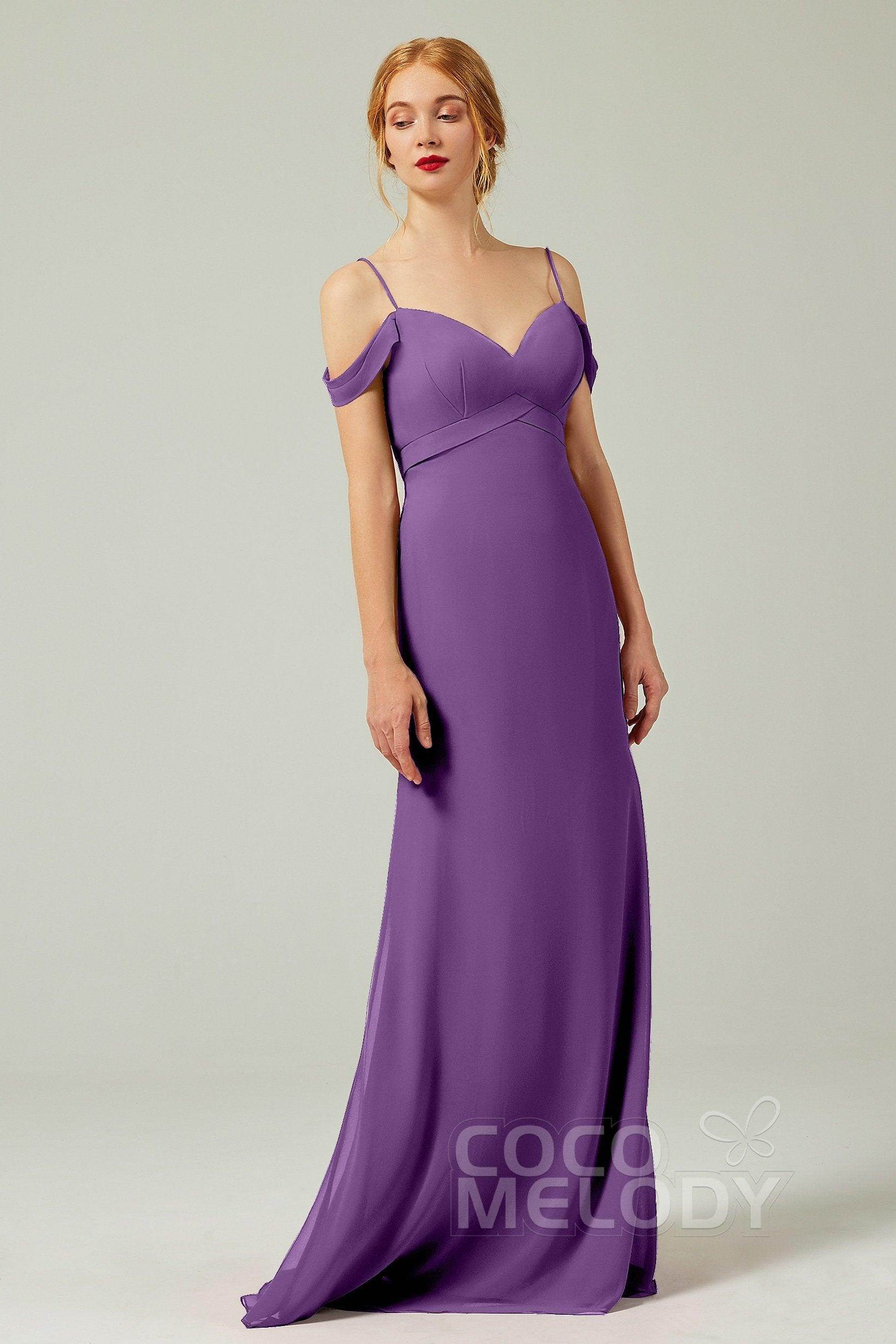 Sheath-Column Floor Length Chiffon Bridesmaid Dress Formal Dresses CB0343 - COCOMELODY